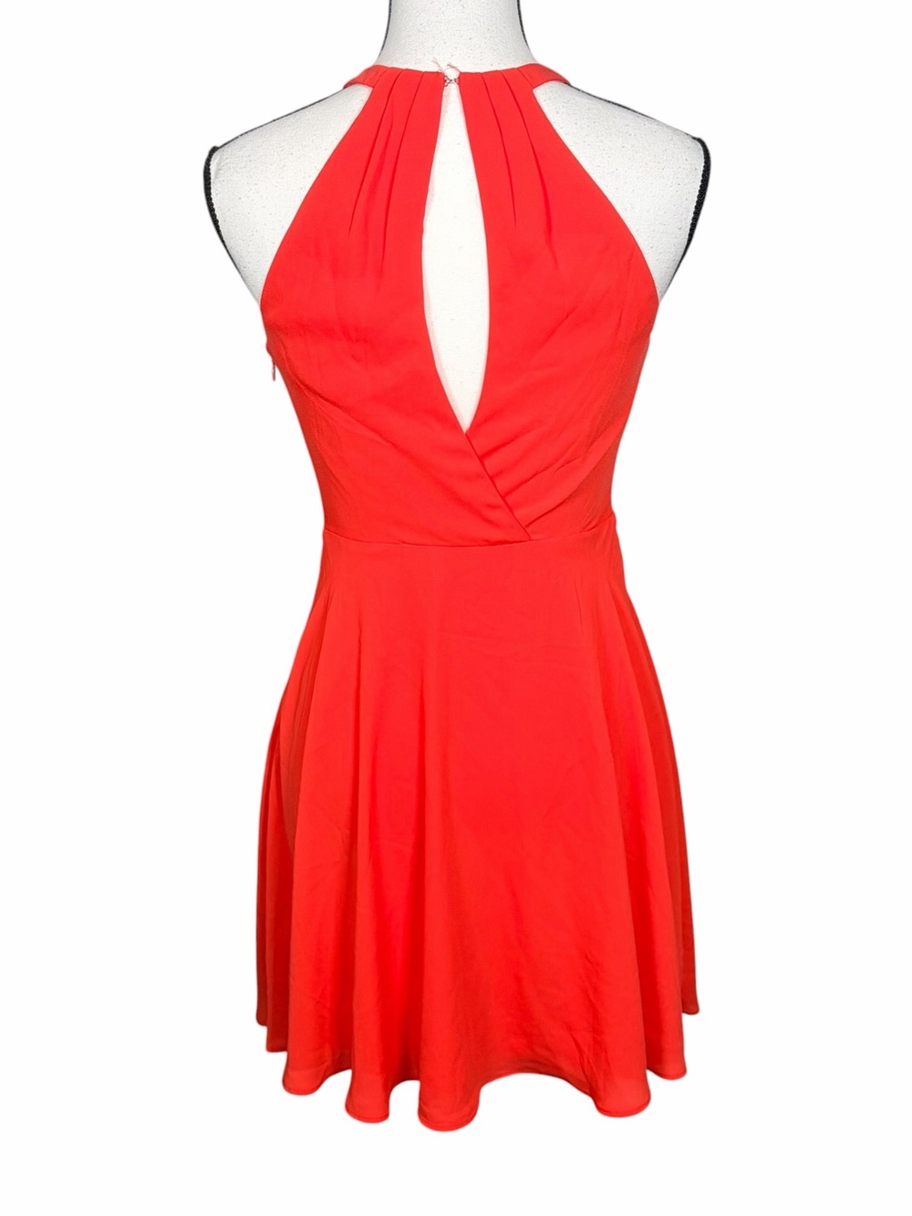 Express Halter Neck Coral Fit & Flare Dress - Picture 3 of 8